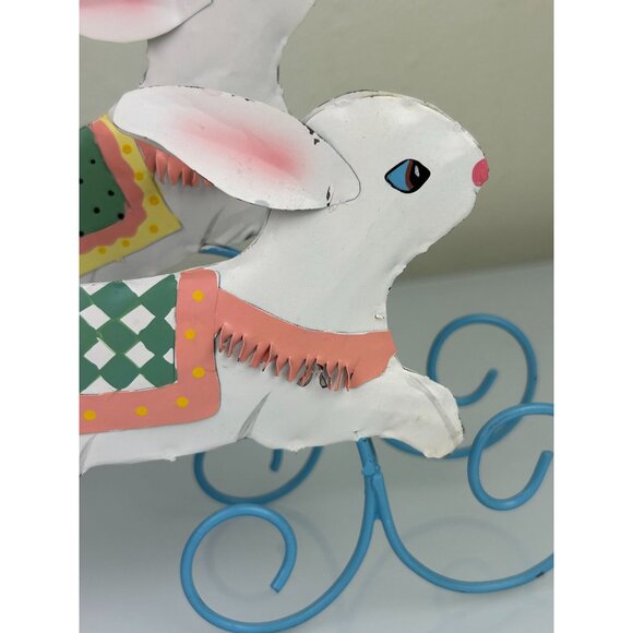 Wire Basket Bunny Carriage Egg Holder Easter Spring Metal Decoration, READ - Picture 6 of 16